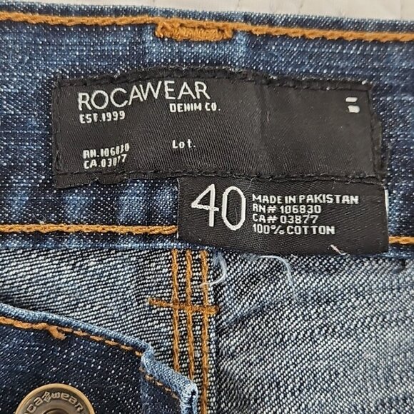 Vintage Y2K Rocawear Jeans Men's 40x34 Med Wash Wide Leg RN# 106830 Logo Pocket - Picture 16 of 16
